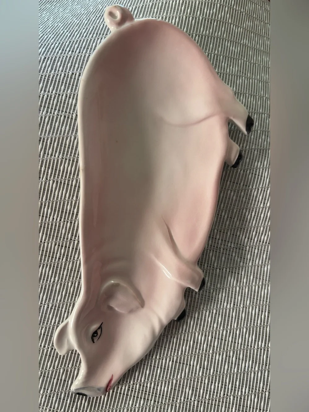 Cute Pink Pig Porcelain Spoon Rest / Trinket Dish. Hand-Painted, made in Italy